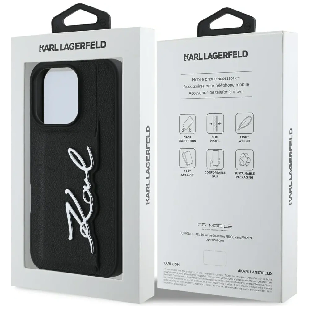 Hurtownia GSM - Etui Karl Lagerfeld HC Grained PU Cardslot Metal Signature do Apple iPhone 16 Pro černé - KLD21896 - {ean13} - Hurt