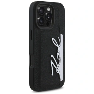 Etui Karl Lagerfeld HC Grained PU Cardslot Metal Signature do Apple iPhone 16 Pro Max czarny