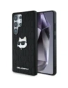 Karl Lagerfeld Pin de piele cu monogramă Logo Choupette Head Samsung Galaxy S25 Ultra negru