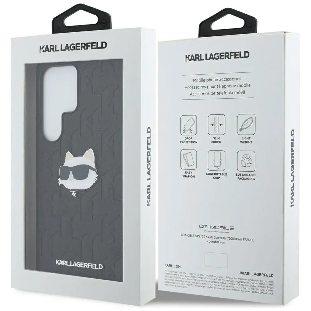 Hurtownia GSM - Karl Lagerfeld Pin de piele cu monogramă Logo Choupette Head Samsung Galaxy S25 Ultra negru - KLD21898 - {ean13} - Hurt