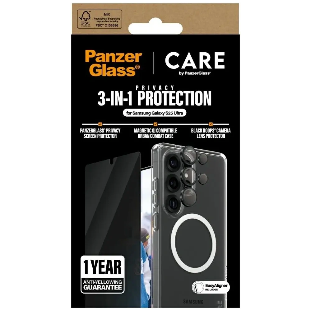 Wholesale CARE by PanzerGlass Flagship 3-in-1 case + screen privacy glass + camera glass kit Samsung Galaxy S25 Ultra - PZG834 - {ean13} - Hurt