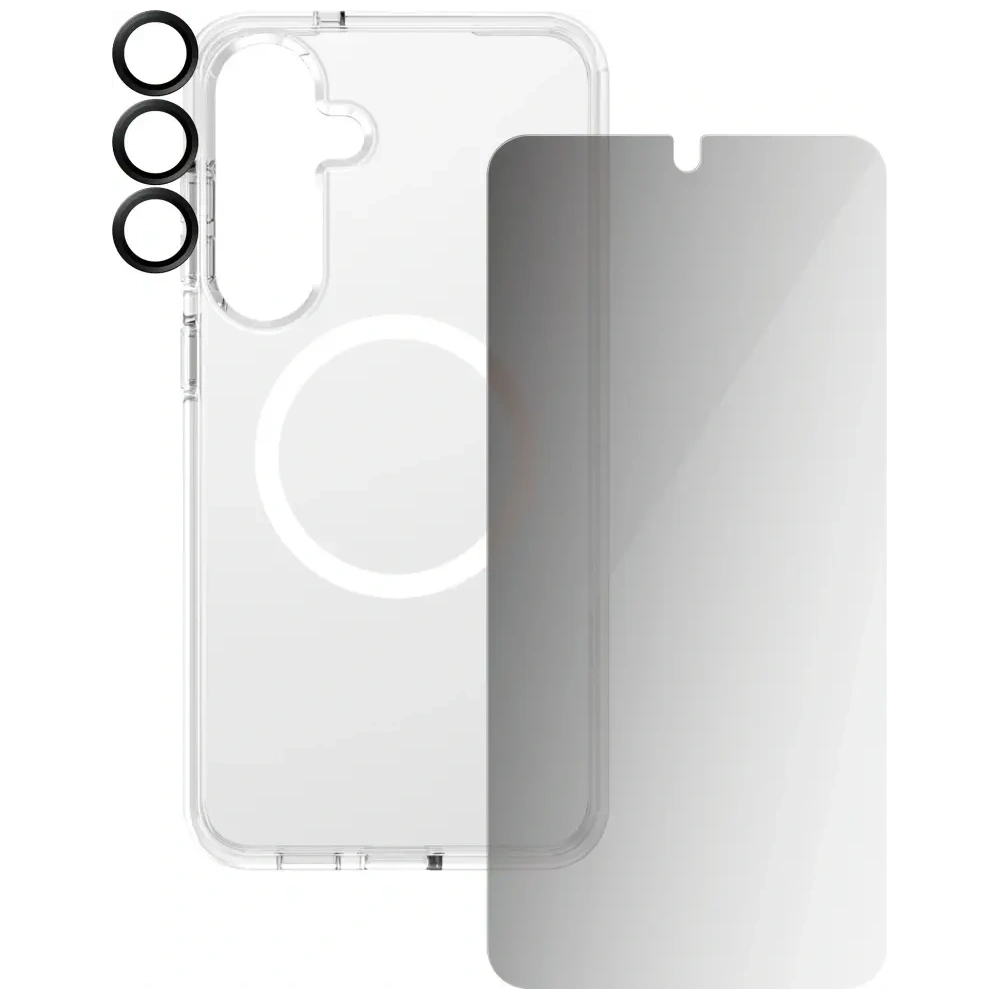 Hurtownia GSM - CARE von PanzerGlass Flagship 3-in-1 Hülle + Bildschirm-Sichtschutzglas + Kameraglas-Set für Samsung Galaxy S25+ Plus - PZG835 - {ean13} - Hurt