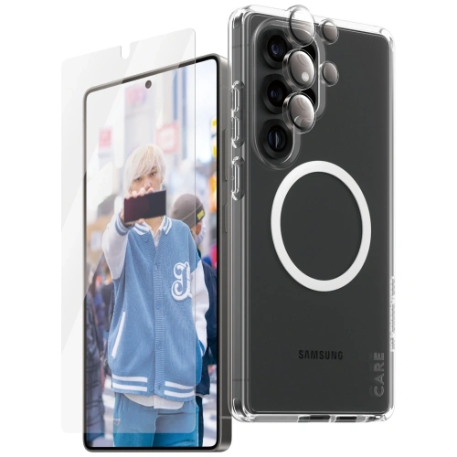 Zestaw ochronny 3w1 etui + szkło na ekran + szkło na aparat CARE by PanzerGlass Flagship Samsung Galaxy S25 Ultra