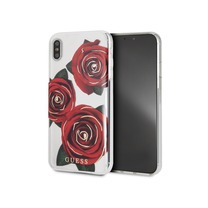 Hurtownia Guess - 3700740437681 - GUE463CL - Etui Guess GUHCI65ROSTR Apple iPhone XS Max transparent hard case Flower Desire red roses - B2B homescreen