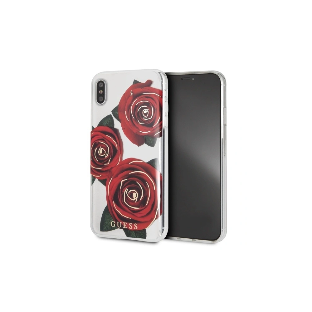 Hurtownia GSM - Etui Guess GUHCI65ROSTR Apple iPhone XS Max transparentní tvrdý obal Květy touhy červené růže - GUE463CL - {ean13} - Hurt