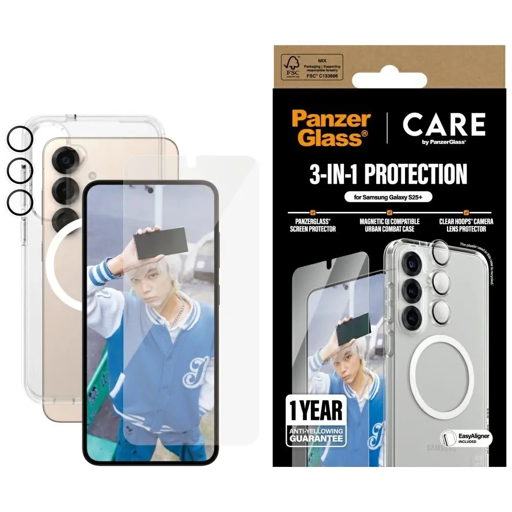 Hurtownia GSM - CARE von PanzerGlass Flagship 3-in-1 Hülle + Bildschirmglas + Kameraglas Kit Samsung Galaxy S25+ Plus - PZG838 - {ean13} - Hurt