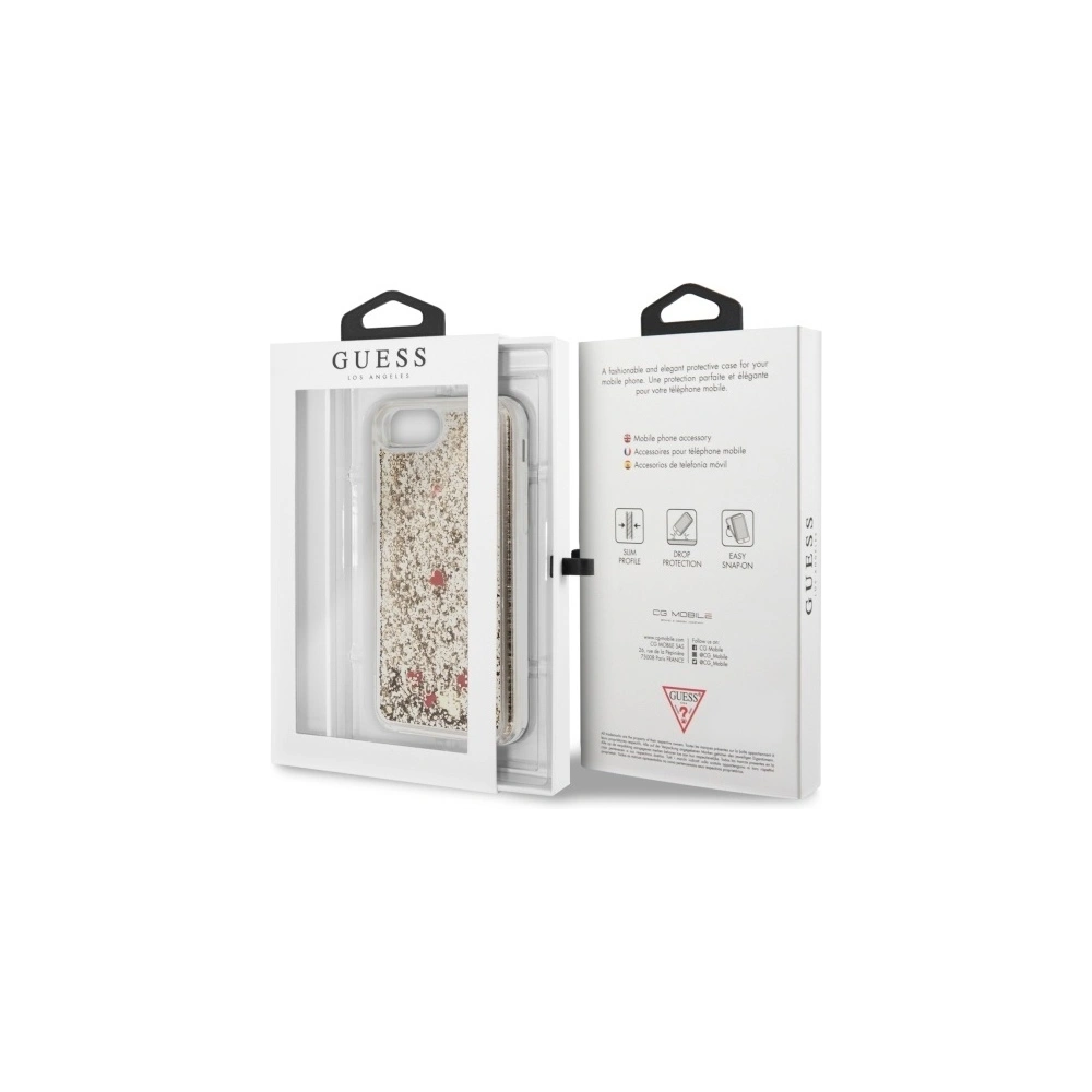 Hurtownia GSM - Etui Guess GUHCI8GLHREGO Apple iPhone SE 2022/SE 2020/8/7 zlaté/hard case Liquid Glitter Hearts - GUE465GLD - {ean13} - Hurt