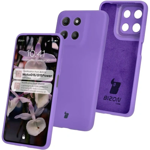 Silikonowe etui Bizon Soft Case do Motorola Moto G15 / G15 Power fioletowe