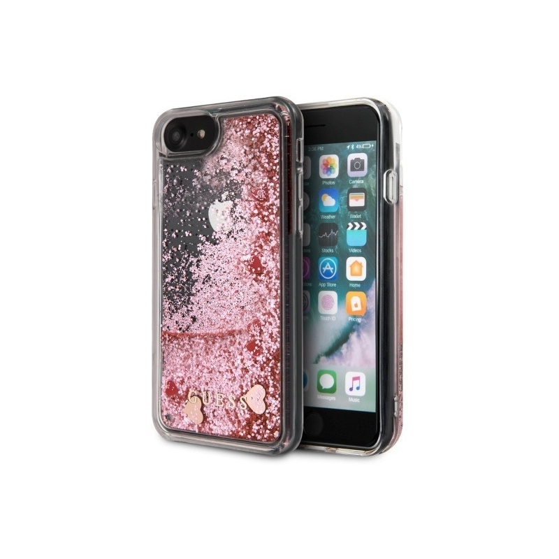 Hurtownia Guess - 3700740475805 - GUE466PNK - Etui Guess GUHCI8GLHRERG Apple iPhone SE 2022/SE 2020/8/7 różowy/pink hard case Liquid Glitter Hearts - B2B homescreen