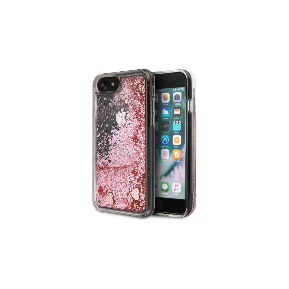 Hurtownia GSM - Etui Guess GUHCI8GLHRERG Apple iPhone SE 2022/SE 2020/8/7 růžové/pink tvrdé pouzdro Liquid Glitter Hearts - GUE466PNK - {ean13} - Hurt