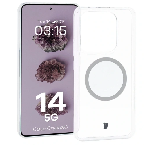 Etui z pierścieniem magnetycznym Bizon Case CrystalO do Xiaomi Redmi Note 14 5G przezroczyste