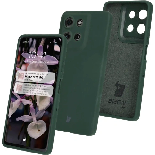 Silikonowe etui Bizon Soft Case do Motorola Moto G75 5G ciemnozielone