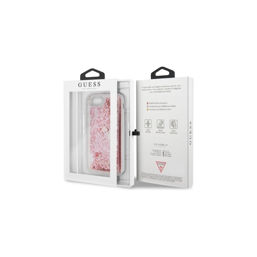 Hurtownia GSM - Etui Guess GUHCI8GLHRERG Apple iPhone SE 2022/SE 2020/8/7 růžové/pink tvrdé pouzdro Liquid Glitter Hearts - GUE466PNK - {ean13} - Hurt