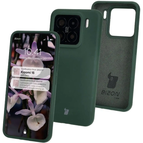 Silikonowe etui Bizon Soft Case do Xiaomi 15 ciemnozielone