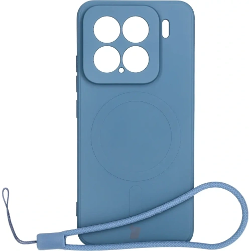 Silikonowe etui z pierścieniem magnetycznym Bizon Case Silicone Magnetic Sq do Xiaomi 15 granatowe