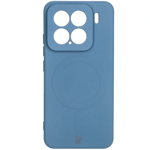 Silikonowe etui z pierścieniem magnetycznym Bizon Case Silicone Magnetic Sq do Xiaomi 15 granatowe