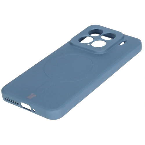Silikonowe etui z pierścieniem magnetycznym Bizon Case Silicone Magnetic Sq do Xiaomi 15 granatowe
