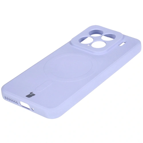 Silikonowe etui z pierścieniem magnetycznym Bizon Case Silicone Magnetic Sq do Xiaomi 15 jasnofioletowe