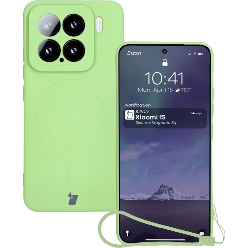 Hurtownia GSM - Bizon Case Silicone Magnetic Sq Xiaomi 15 verde deschis - BIZ8461 - {ean13} - Hurt