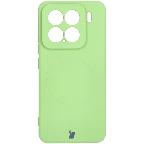 Silikonowe etui z pierścieniem magnetycznym Bizon Case Silicone Magnetic Sq do Xiaomi 15 jasnozielone