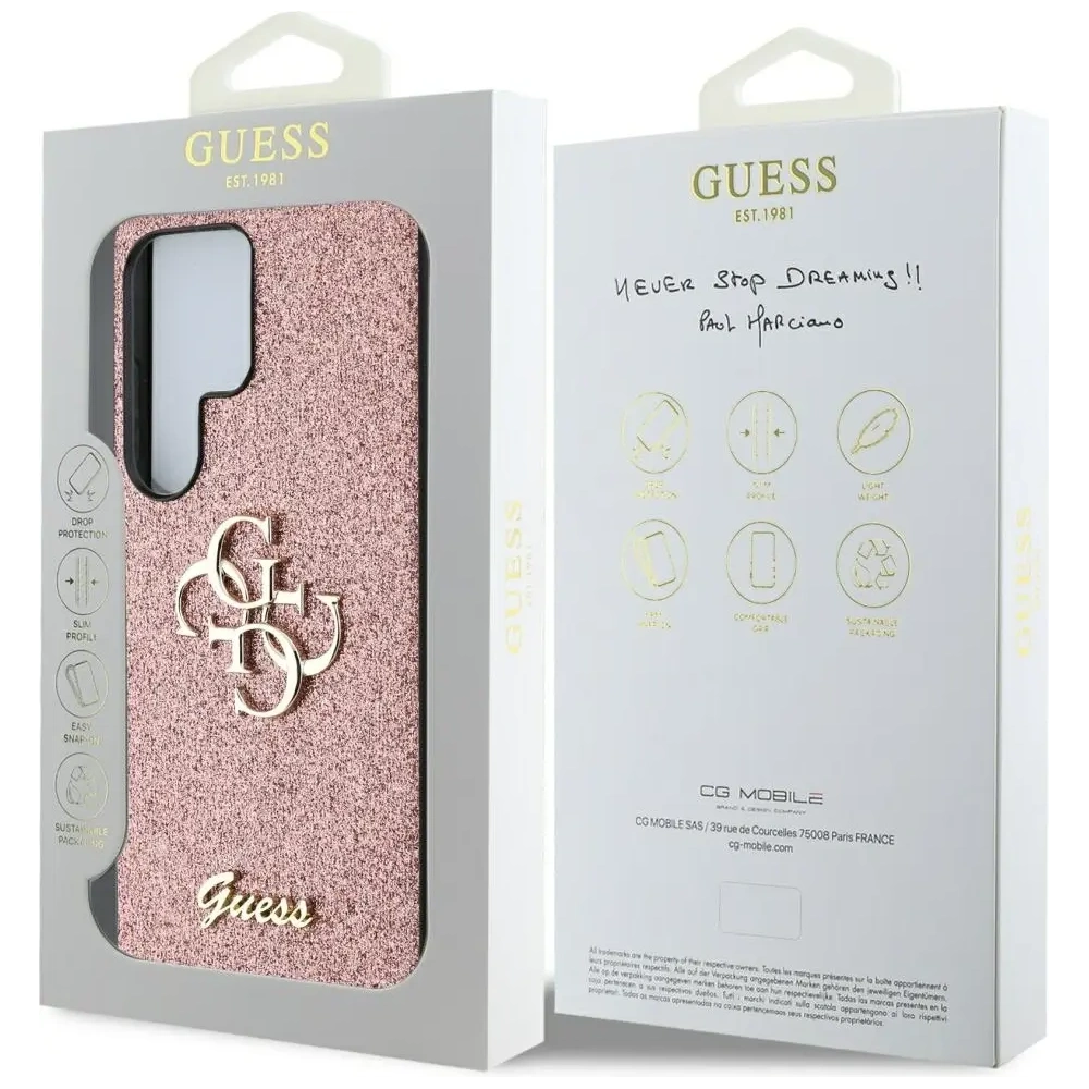 Hurtownia GSM - Etui Guess Fixed Glitter Big 4G Metal Logo pro Samsung Galaxy S25 Ultra růžové - GUE4304 - {ean13} - Hurt