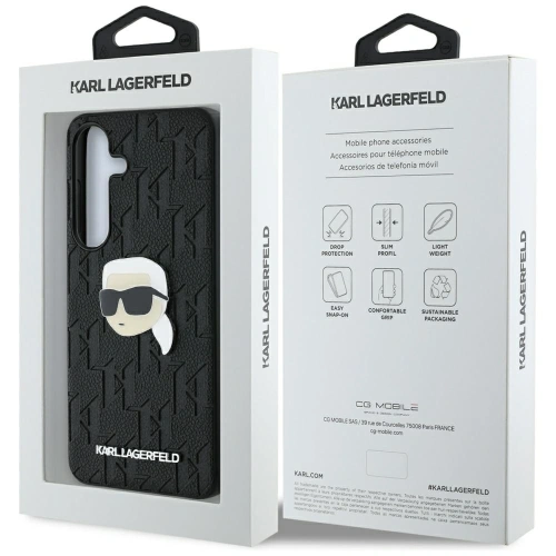 Etui Karl Lagerfeld Leather Monogram Pin Logo Karl Head do Samsung Galaxy S25 czarny