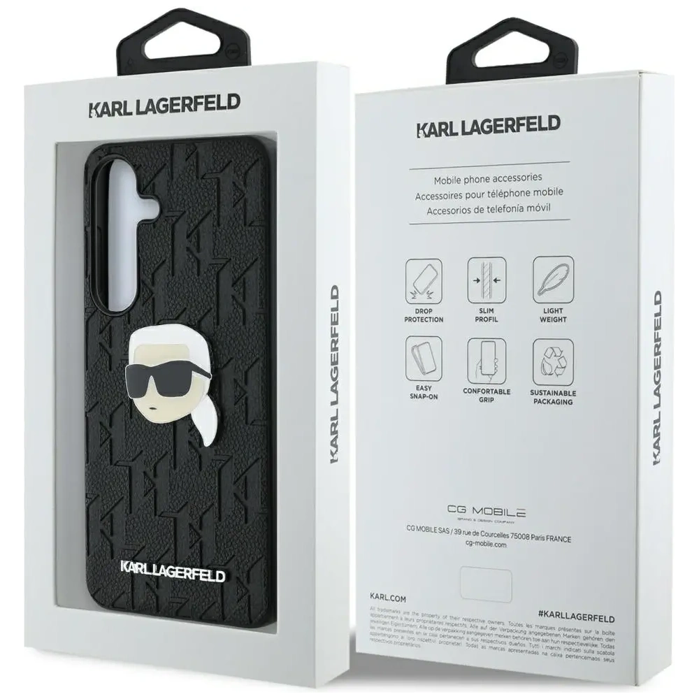 Hurtownia GSM - Karl Lagerfeld Leder Monogram Pin Logo Karl Kopf Samsung Galaxy S25 schwarz - KLD21899 - {ean13} - Hurt