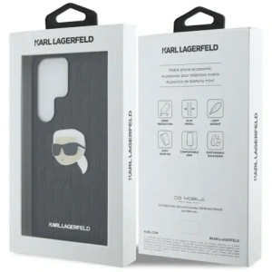 Wholesale Karl Lagerfeld Leather Monogram Pin Logo Karl Head Samsung Galaxy S25 Ultra black - KLD21900 - {ean13} - Hurt