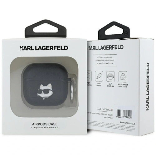 Etui Karl Lagerfeld Monogram Choupette Head do Apple AirPods 4 czarny