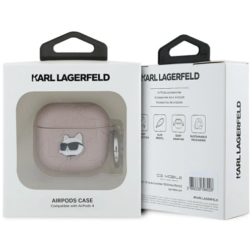 Etui Karl Lagerfeld Monogram Choupette Head do Apple AirPods 4 różowy