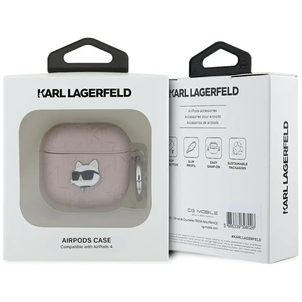 Hurtownia GSM - Etui Karl Lagerfeld Monogram Choupette Head do Apple AirPods 4 różowy - KLD21903 - {ean13} - Hurt