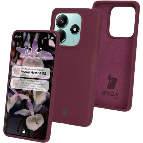Silikonowe etui Bizon Soft Case do Xiaomi Redmi Note 14 5G ciemnofioletowe