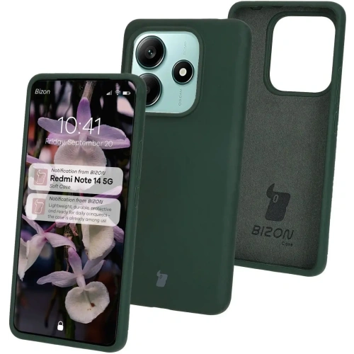 Silikonowe etui Bizon Soft Case do Xiaomi Redmi Note 14 5G ciemnozielone