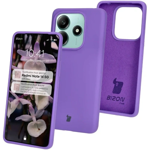 Silikonowe etui Bizon Soft Case do Xiaomi Redmi Note 14 5G fioletowe