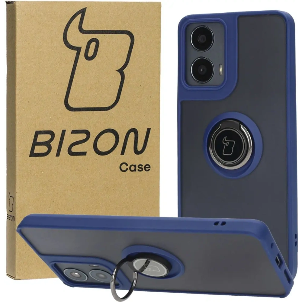 Hurtownia GSM - Bizon Case Hybrid Ring Motorola Moto G04 / G24 / G24 Power füstös sötétkék kerettel - BIZ8470 - {ean13} - Hurt
