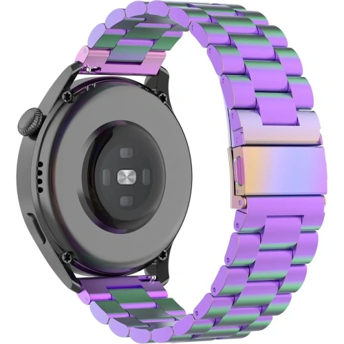 Pasek ze stali nierdzewnej Bizon Strap Watch Aura do Smartwatcha 18 mm tęczowy