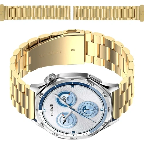 Pasek ze stali nierdzewnej Bizon Strap Watch Aura do Smartwatcha 22 mm złoty