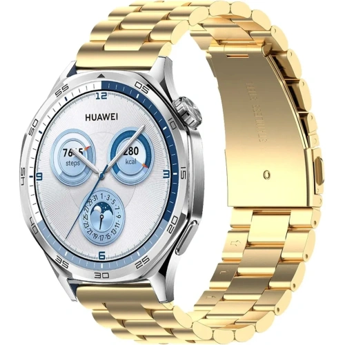 Pasek ze stali nierdzewnej Bizon Strap Watch Aura do Smartwatcha 22 mm złoty