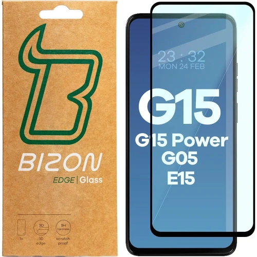 Szkło hartowane Bizon Glass Edge 2 do Motorola Moto G15 / G15 Power / G05 / E15 czarna ramka