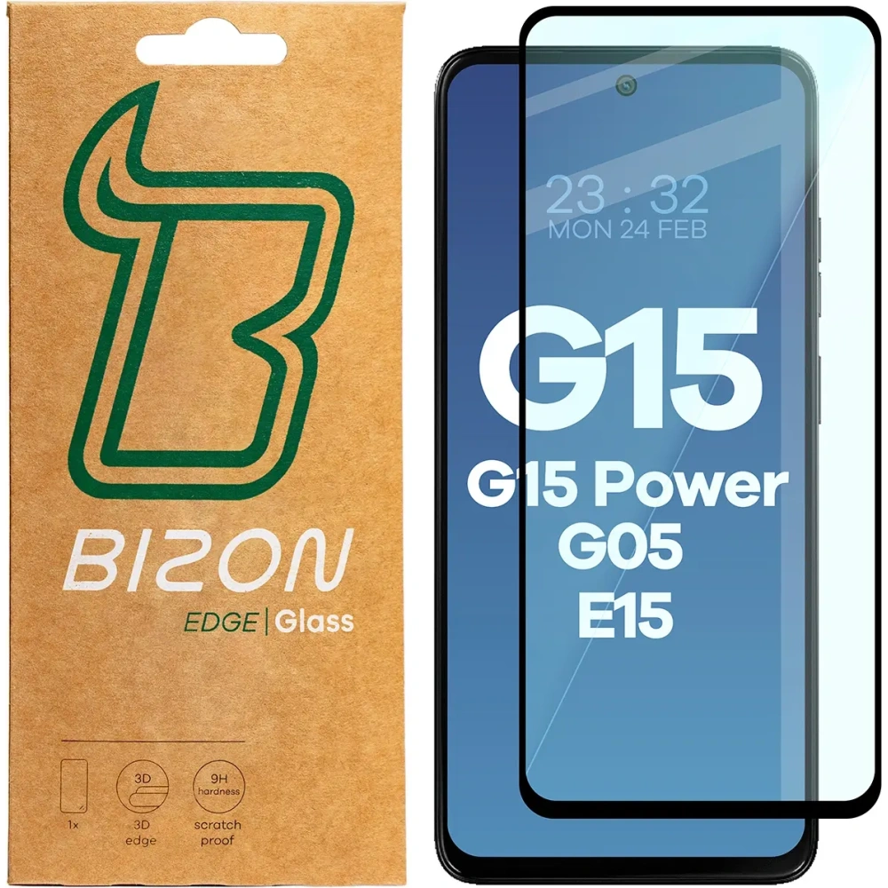 Hurtownia GSM - Bizon Glass Edge 2 Motorola Moto G15 / G15 Power / G05 / E15 cadru negru - BIZ8478 - {ean13} - Hurt