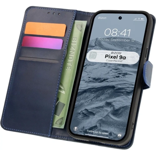 Etui z klapką Bizon Case Pocket do Google Pixel 9a granatowe