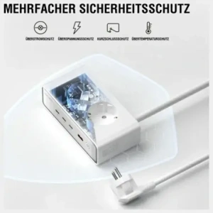 Wholesale 4smarts 6in1 extension cable 2xAC, USB-A, 3xUSB-C 65W GaN white - 4SMR68 - {ean13} - Hurt