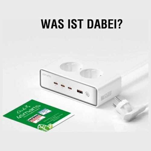 Przedłużacz 4smarts 6w1 2xAC, USB-A, 3xUSB-C 65W GaN biały