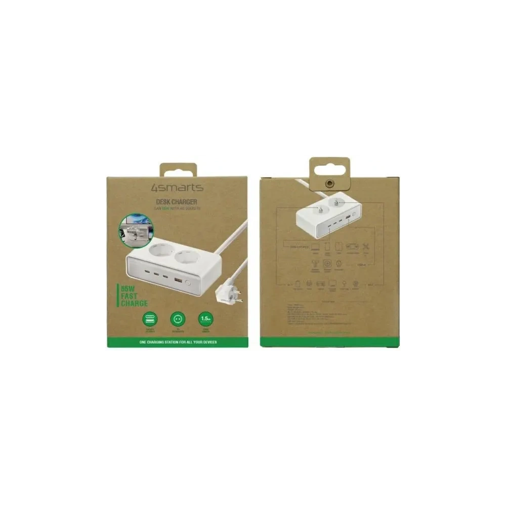 Hurtownia GSM - Przedłużacz 4smarts 6w1 2xAC, USB-A, 3xUSB-C 65W GaN biały - 4SMR68 - {ean13} - Hurt