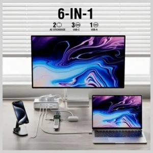 Hurtownia GSM - Przedłużacz 4smarts 6w1 2xAC, USB-A, 3xUSB-C 65W GaN biały - 4SMR68 - {ean13} - Hurt