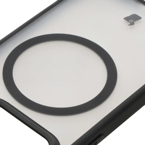 Etui z pierścieniem magnetycznym Bizon Case MatteO do Xiaomi 15 półprzezroczyste z czarną ramką