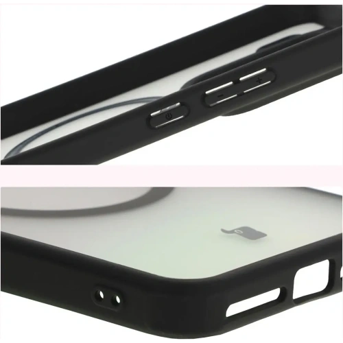 Etui z pierścieniem magnetycznym Bizon Case MatteO do Xiaomi 15 półprzezroczyste z czarną ramką
