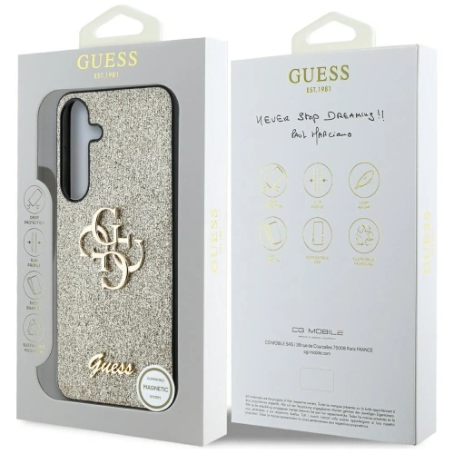 Etui Guess Fixed Glitter Big 4G Metal Logo do Samsung Galaxy S25+ Plus złoty