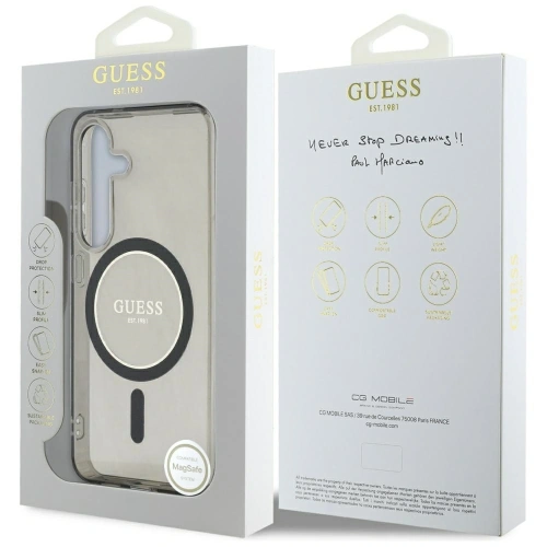 Etui Guess Glitter Circle Classic Logo MagSafe do Samsung Galaxy S25 czarny