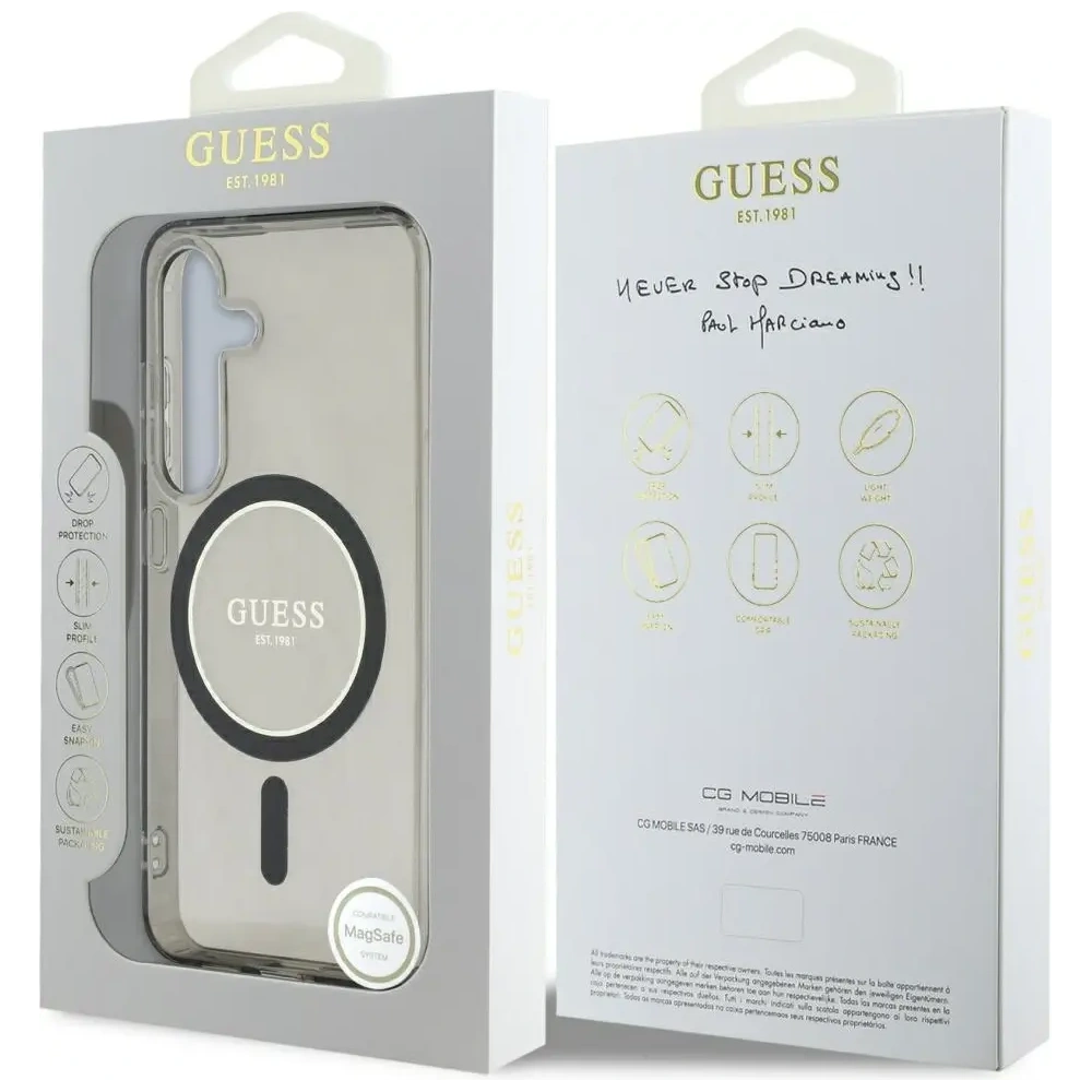 Hurtownia GSM - Etui Guess Glitter Circle Classic Logo MagSafe do Samsung Galaxy S25 czarny - GUE4309 - {ean13} - Hurt